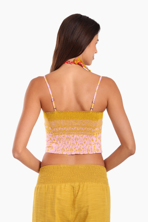 Short top in cotton with adjustable straps